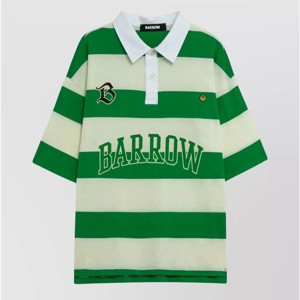 BARROW UNISEX STRIPED POLO SHIRT PRINT Green Striped Polo Shirt